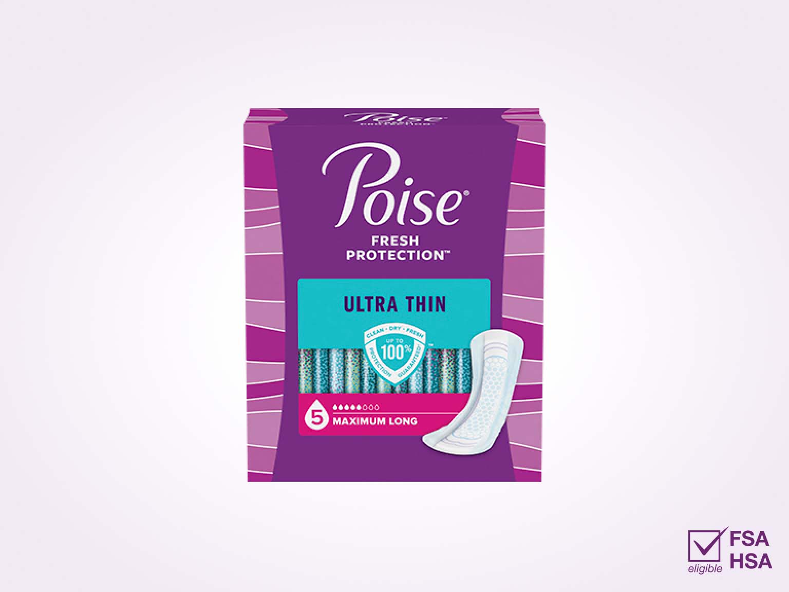 Poise®  Ultra Thin Pads For Bladder Leaks, 5 Drop Maximum Absorbency, Long Length
