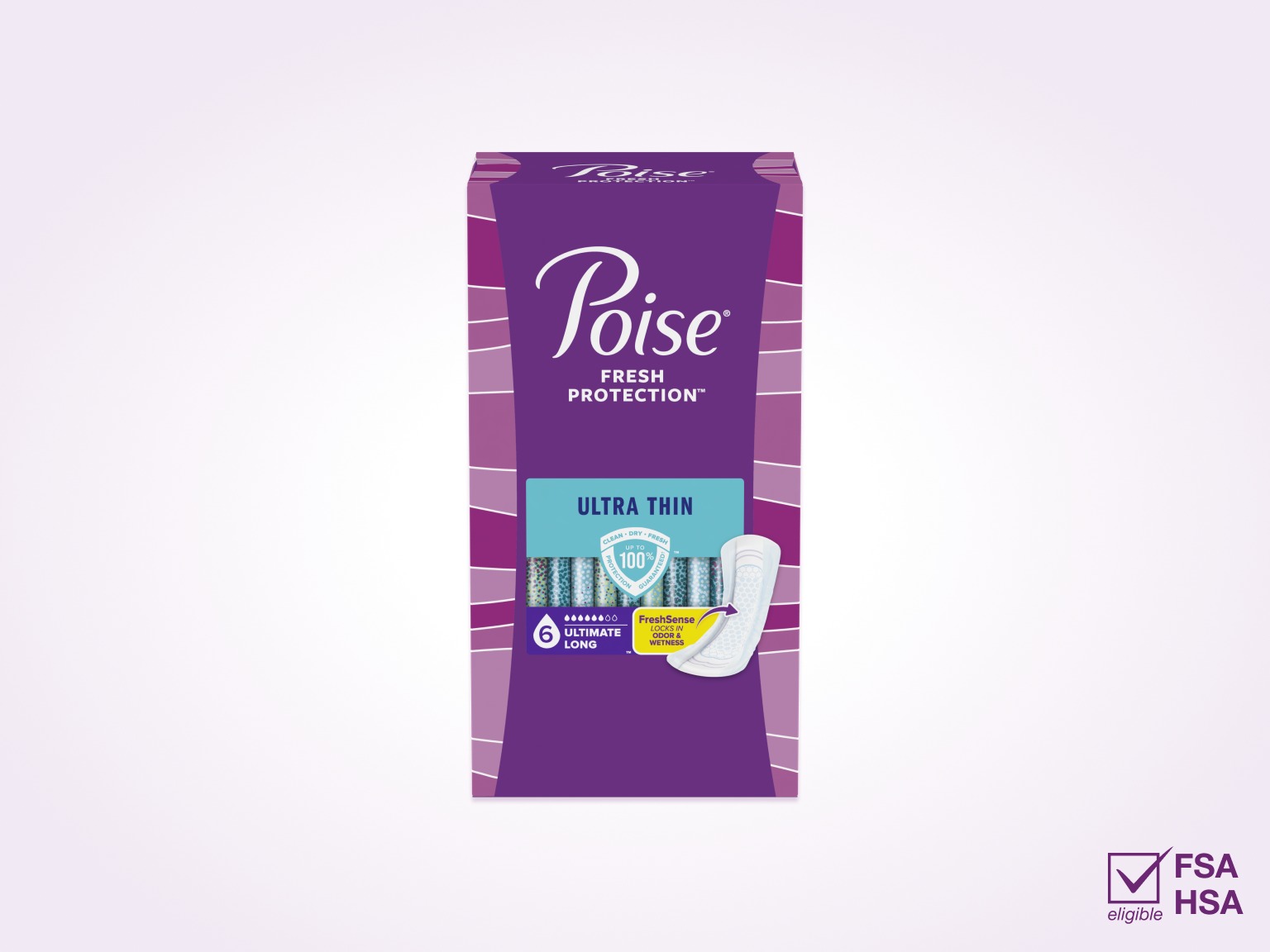 Poise®  Ultra Thin Pads For Bladder Leaks, 6 Drop Ultimate Absorbency, Long Length