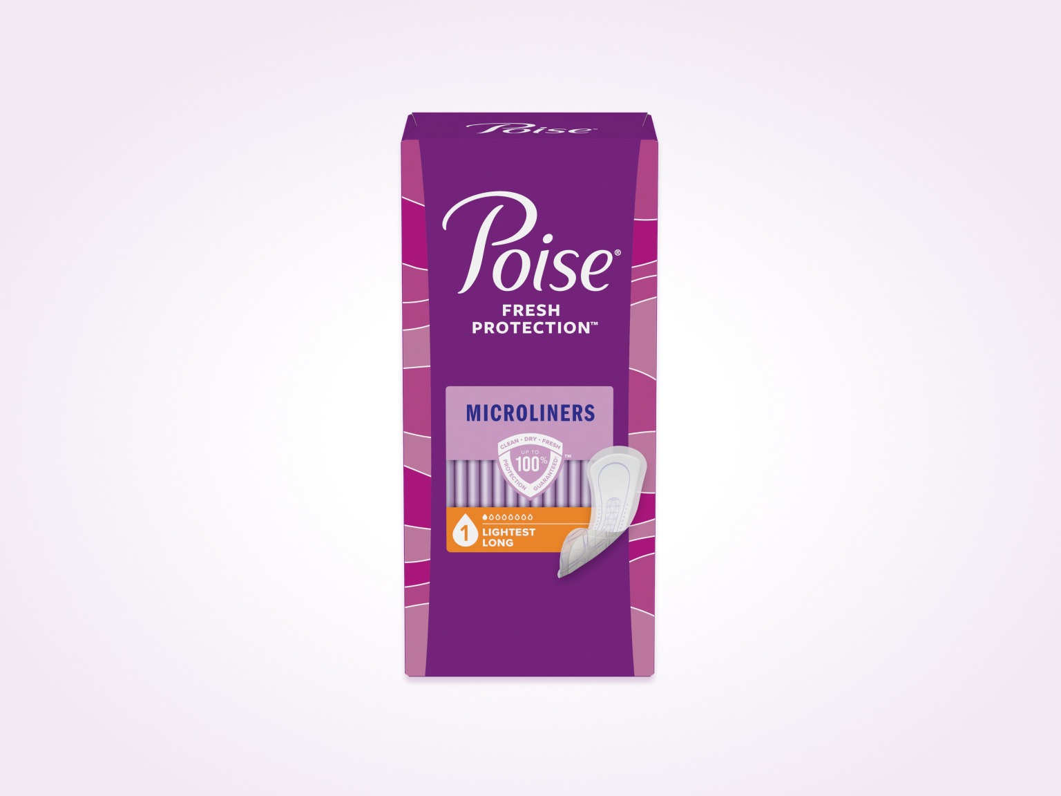 Poise Incontinence Microliners For Women, Lightest Absorbency, Long, 50Ct