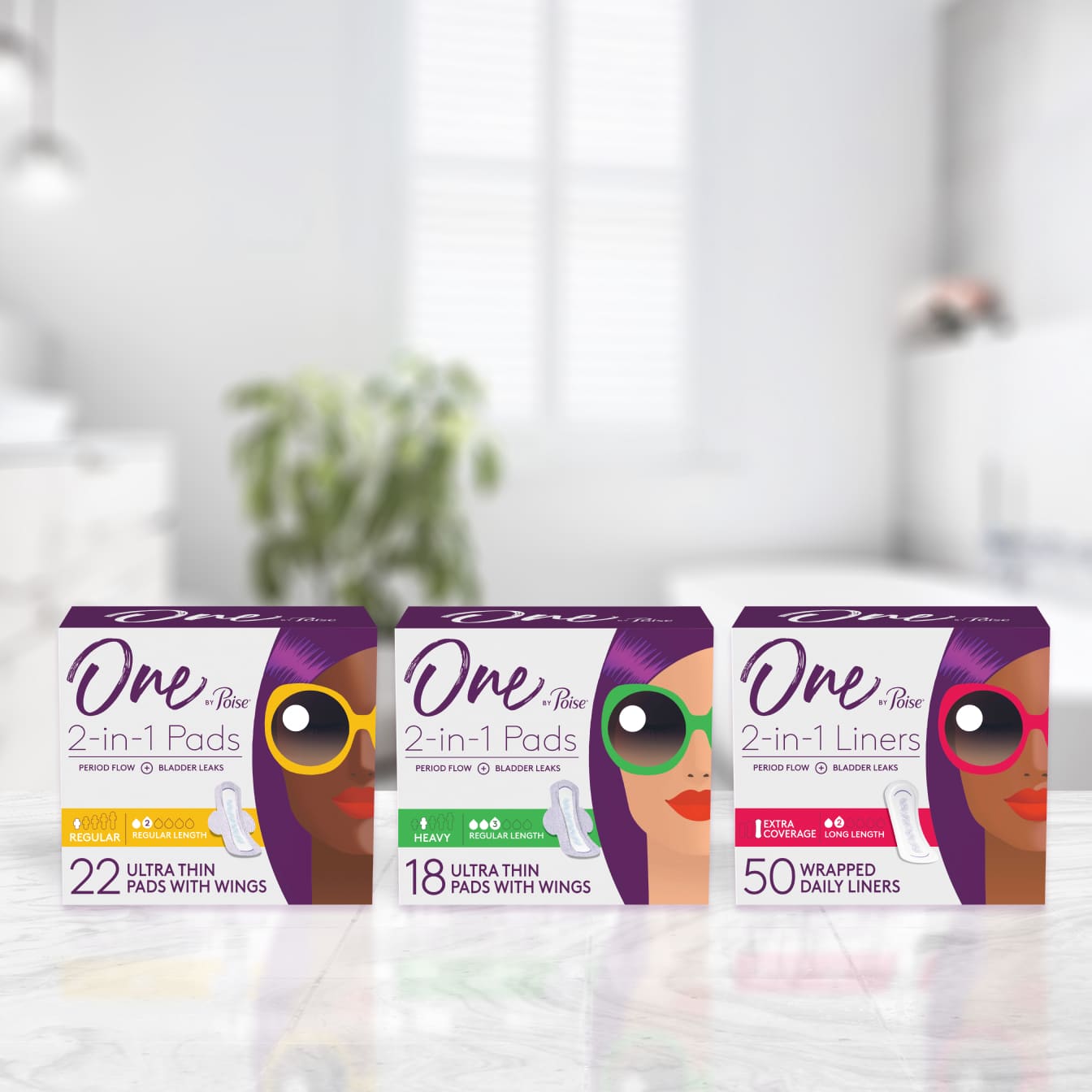 One by Poise Panty Liners (2-in-1 Period & Bladder Leakage Daily Liner),  Long, Extra Coverage for Period Flow, Very Light Absorbency for Bladder