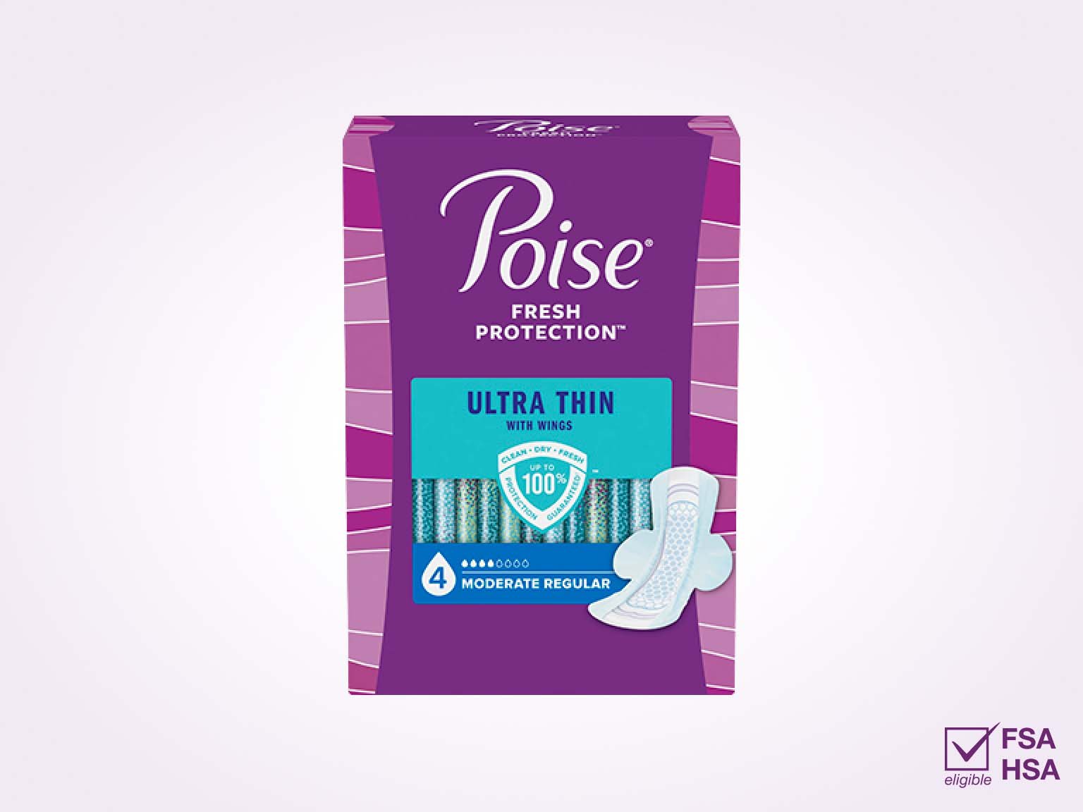 Poise Ultra Thin Pad w/Wings, Moderate 